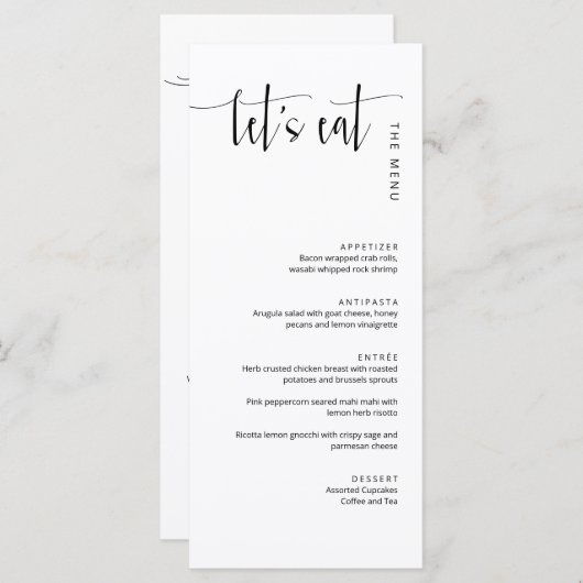 Elegant Modern Let's Eat Dinner Danke Menü (Vorne/Hinten)