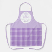 Elegant Modern Lilac Tartan Monogram Schürze (Vorderseite)
