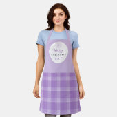 Elegant Modern Lilac Tartan Monogram Schürze (Getragen)