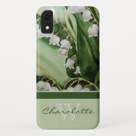 Elegant Modern Lily of the Valley Monogram Name Case-Mate iPhone Hülle (Rückseite)