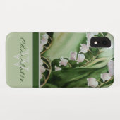 Elegant Modern Lily of the Valley Monogram Name Case-Mate iPhone Hülle (Rückseite (Horizontal))