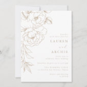 Elegant Modern Line Art Floral Wedding Einladung (Vorderseite)