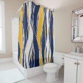 Elegant, modern, Linien, blau und gelb Duschvorhang (Beispiel)