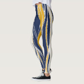 Elegant, modern, Linien, blau und gelb Leggings (Links)