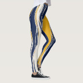 Elegant, modern, Linien, blau und gelb Leggings (Rechts)