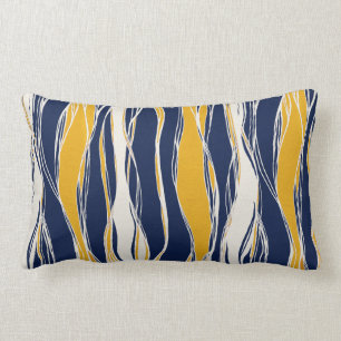 Elegant, modern, Linien, blau und gelb Lendenkissen