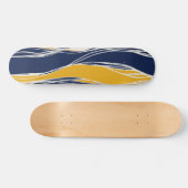 Elegant, modern, Linien, blau und gelb Skateboard (Horizontal)
