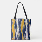 Elegant, modern, Linien, blau und gelb Tasche (Rückseite)