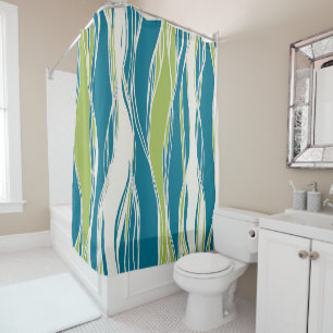 Elegant, modern, Linien, pastellfarben aquamarin,  Duschvorhang