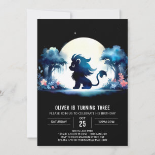 Elegant Modern Lion Birthday Einladung