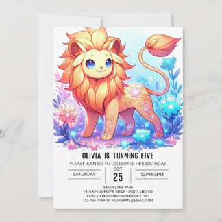 Elegant Modern Lion Digital Geburtstag Einladung