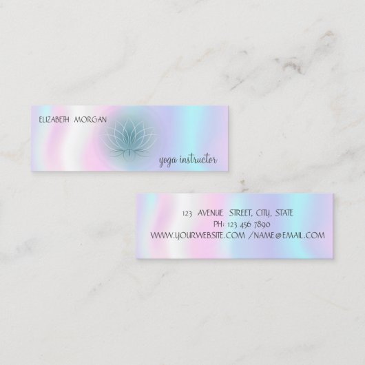 Elegant Modern Lotus Holographic Mini Visitenkarte (Vorne/Hinten)