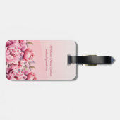 Elegant Modern Lovelyn Pink Peony Floral Gepäckanhänger (Rückseite horizontal)