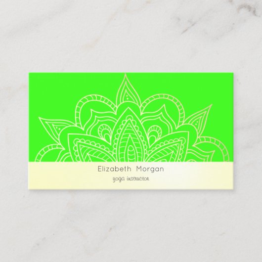 Elegant Modern Mandala Neon Green Visitenkarte (Vorderseite)