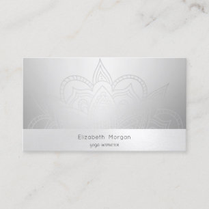 Elegant Modern Mandala Silver Luminous Visitenkarte