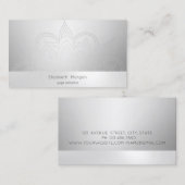 Elegant Modern Mandala Silver Luminous Visitenkarte (Vorne/Hinten)