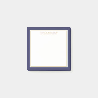 Elegant & modern Marine/weiß/Gold Personalisiert Post-it Klebezettel