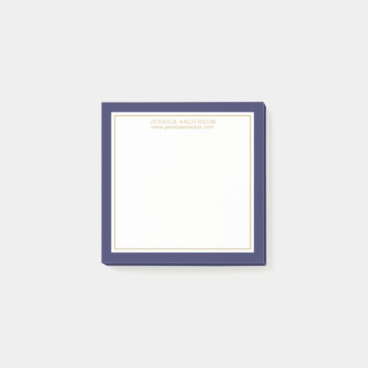 Elegant & modern Marine/weiß/Gold Personalisiert Post-it Klebezettel (Vorderseite)