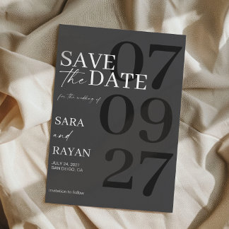  Elegant Modern Matte Black Wedding Save The Date Einladung