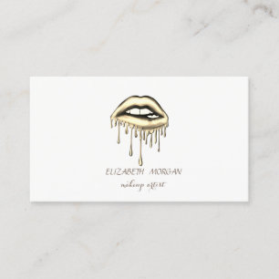 Elegant modern, metallisch tropfende Lippen, Make- Visitenkarte
