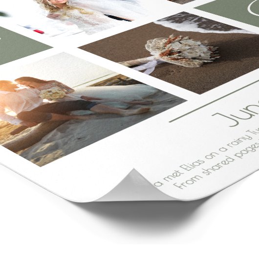 Elegant modern minimal photo collage wedding poster (Ecke)