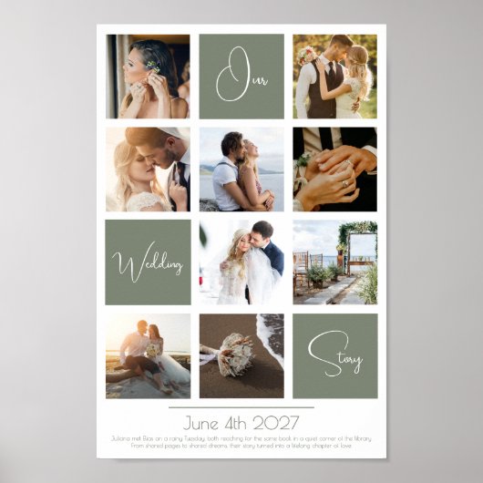 Elegant modern minimal photo collage wedding poster (Vorne)