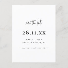 Elegant Modern Minimal Weiß Save the Date einfach Ankündigungspostkarte