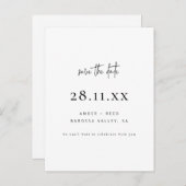 Elegant Modern Minimal Weiß Save the Date einfach Ankündigungspostkarte (Vorne/Hinten)