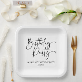 Elegant Modern Minimalist Birthday Party Pappteller