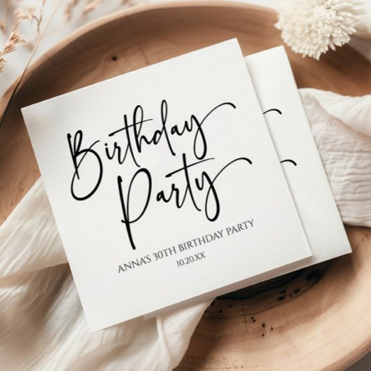 Elegant Modern Minimalist Birthday Party Serviette