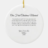 Elegant Modern Minimalist Black And White Newlywed Keramik Ornament (Hinten)