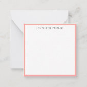 Elegant Modern Minimalist Blush Pink & White Name Mitteilungskarte (Rückseite)