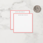 Elegant Modern Minimalist Blush Pink & White Name Mitteilungskarte (Vorderseite/Rückseite Beispiel)