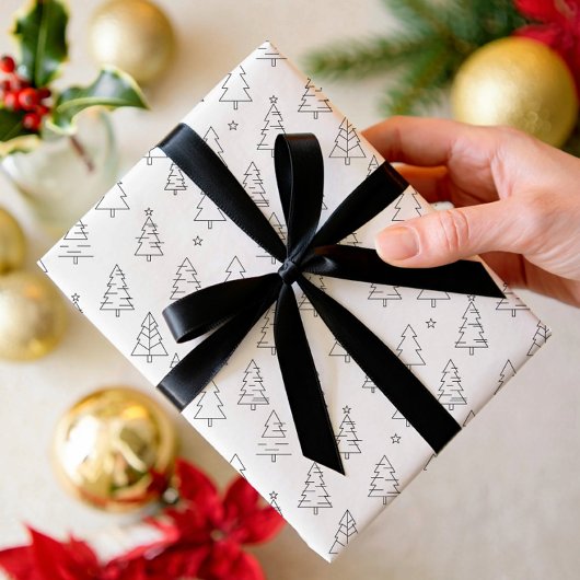 Elegant modern minimalist holly pattern  geschenkpapier set