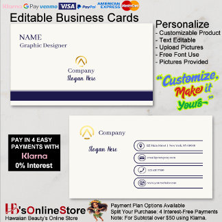 Elegant Modern Minimalist Navy Blue Cream Pearl Visitenkarte