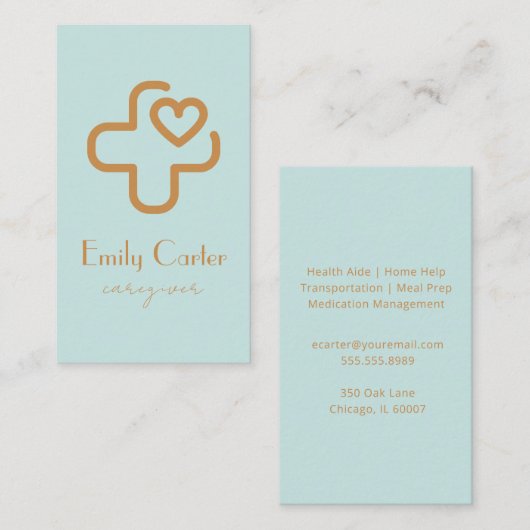 Elegant Modern Minimalist Professional Caregiver  Visitenkarte (Vorne/Hinten)