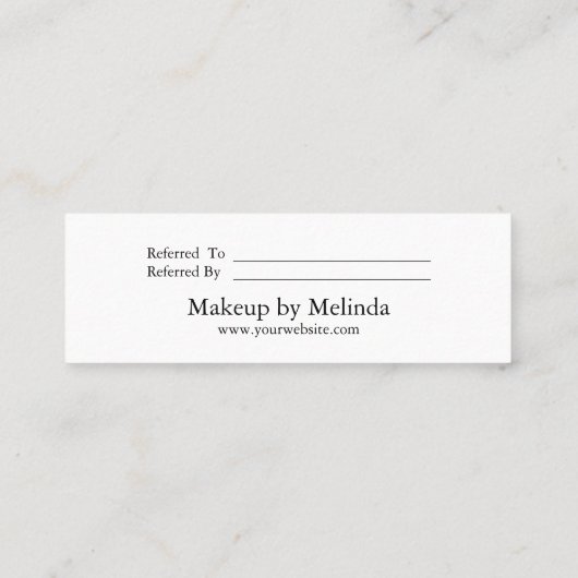 Elegant Modern Minimalist Red Heart Referral Card Mini Visitenkarte (Rückseite)