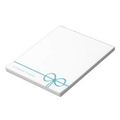 Elegant Modern Minimalist Stylish Blue Bow Notizblock (Rotiert)