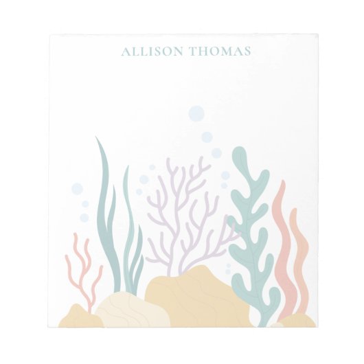 Elegant Modern Minimalist Tropical Sea Monogrammed Notizblock (Vorderseite)