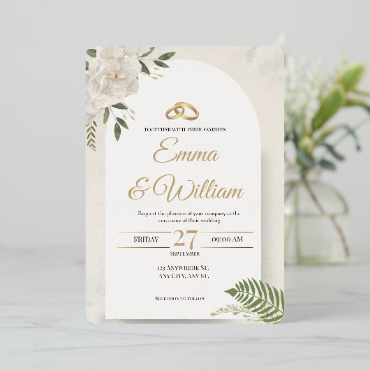 Elegant &Modern Minimalist Wedding Foil Invitation Folieneinladung (Stehend vorne)