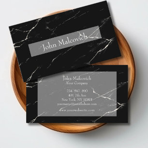 Elegant modern minimalistic Marmor Schwarz Weiß Visitenkarte