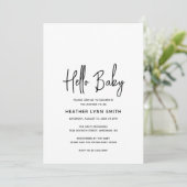 Elegant Modern Minimalistisch Hello Baby Shower Einladung (Stehend Vorderseite)