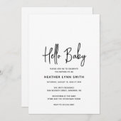 Elegant Modern Minimalistisch Hello Baby Shower Einladung (Vorne/Hinten)