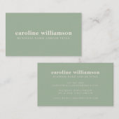 Elegant Modern Minimalistisch Sage Green Visitenkarte (Vorne/Hinten)