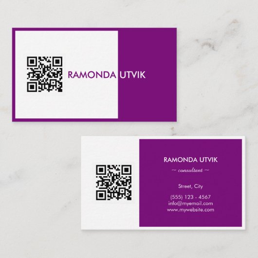 Elegant Modern mit QR-Code Visitenkarte (Vorne/Hinten)