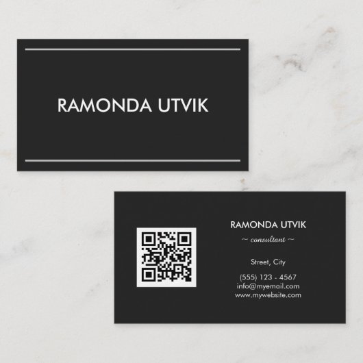 Elegant Modern mit QR-Code Visitenkarte (Vorne/Hinten)