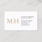 Elegant Modern Monogram Gold White Professional Visitenkarte (Rückseite)