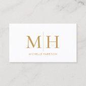 Elegant Modern Monogram Gold White Professional Visitenkarte (Vorderseite)