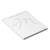 Elegant Modern Monogram Initial Brief Ihr Name Notizblock (angewinkelt)
