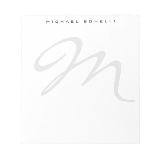 Elegant Modern Monogram Initial Brief Ihr Name Notizblock (Vorderseite)